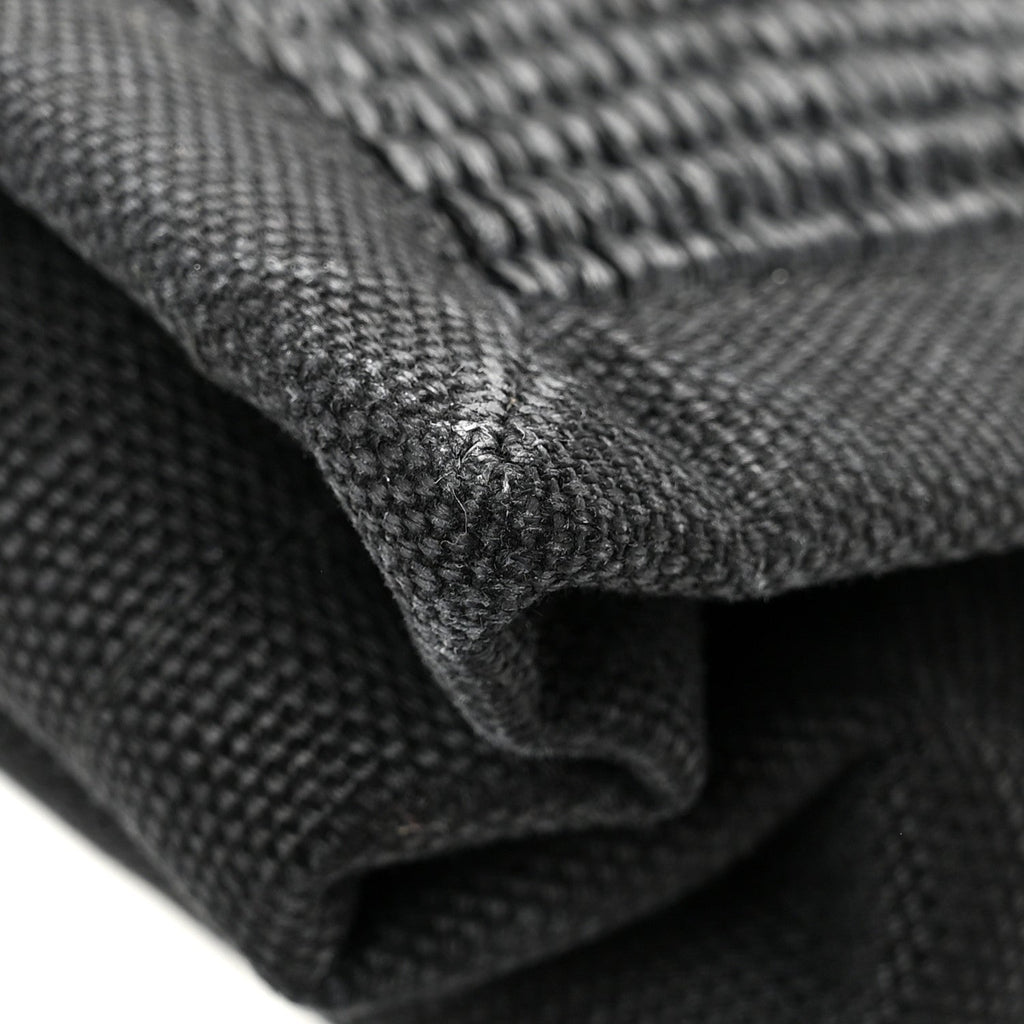 Raffia Linen Calfskin Small Rive Gauche Tote Black