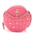 Lambskin Quilted All About Chanel Round Clutch With Chain Pink