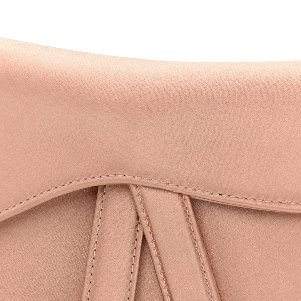 Satin Crystal Mini Saddle Bag Powder Beige