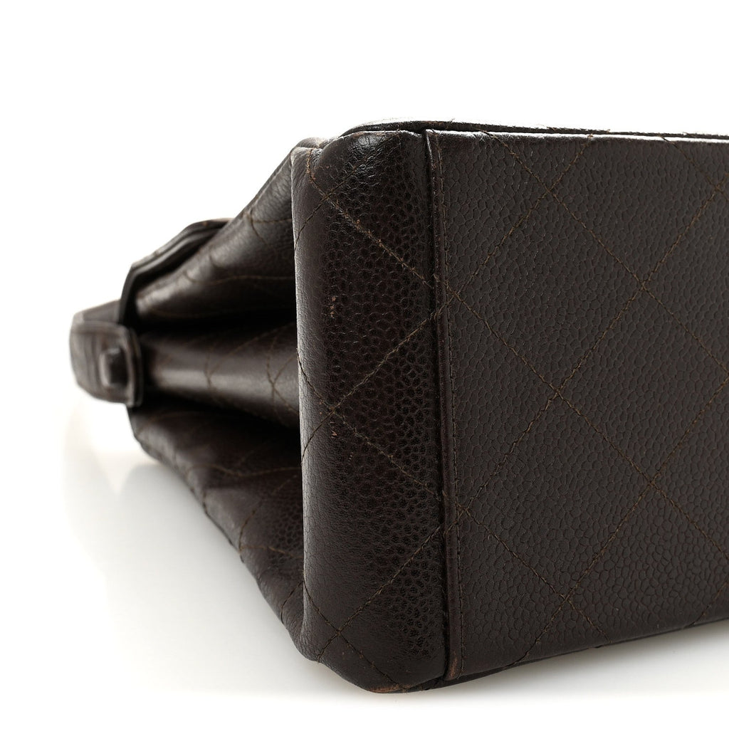 Caviar Quilted Medium Kelly Flap Brown