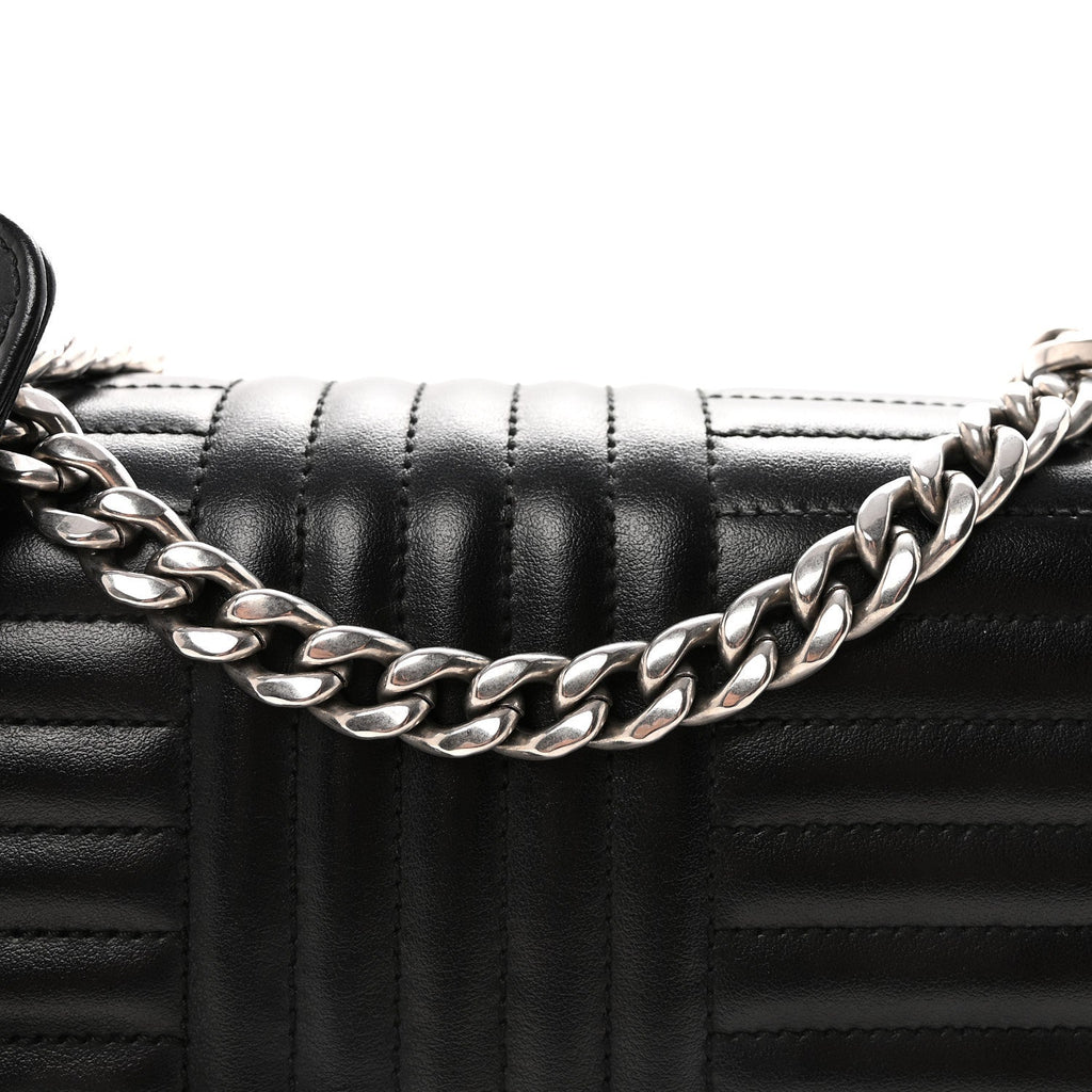 Soft Calfskin Impunture Diagramme Large Chain Flap Shoulder Bag Black