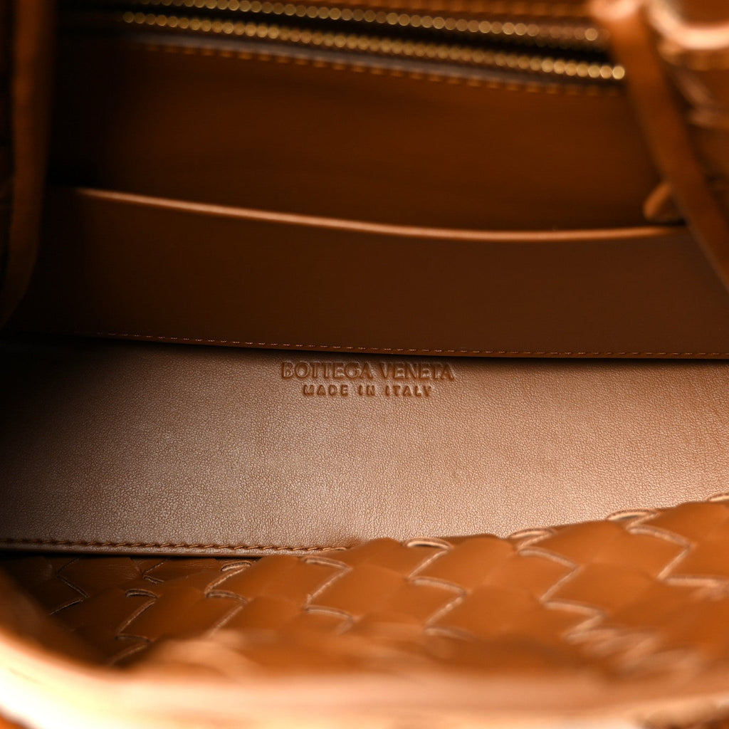 Suede Intrecciato Small Andiamo Shoulder Bag Amber