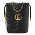 Calfskin Matelasse Mini GG Marmont 2.0 Bucket Bag Black