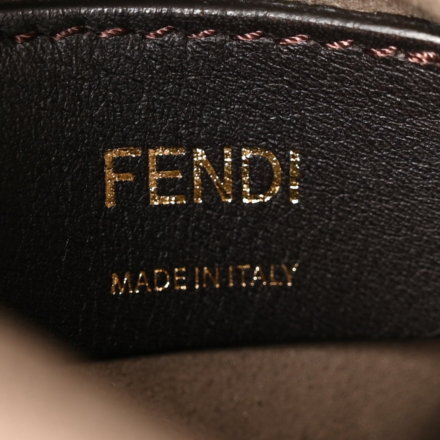 Glazed Fabric Vitello Grace F is Fendi FF 1974 Stamp Patch Grande Mon Tresor Bucket Bag Mogano Panna Black