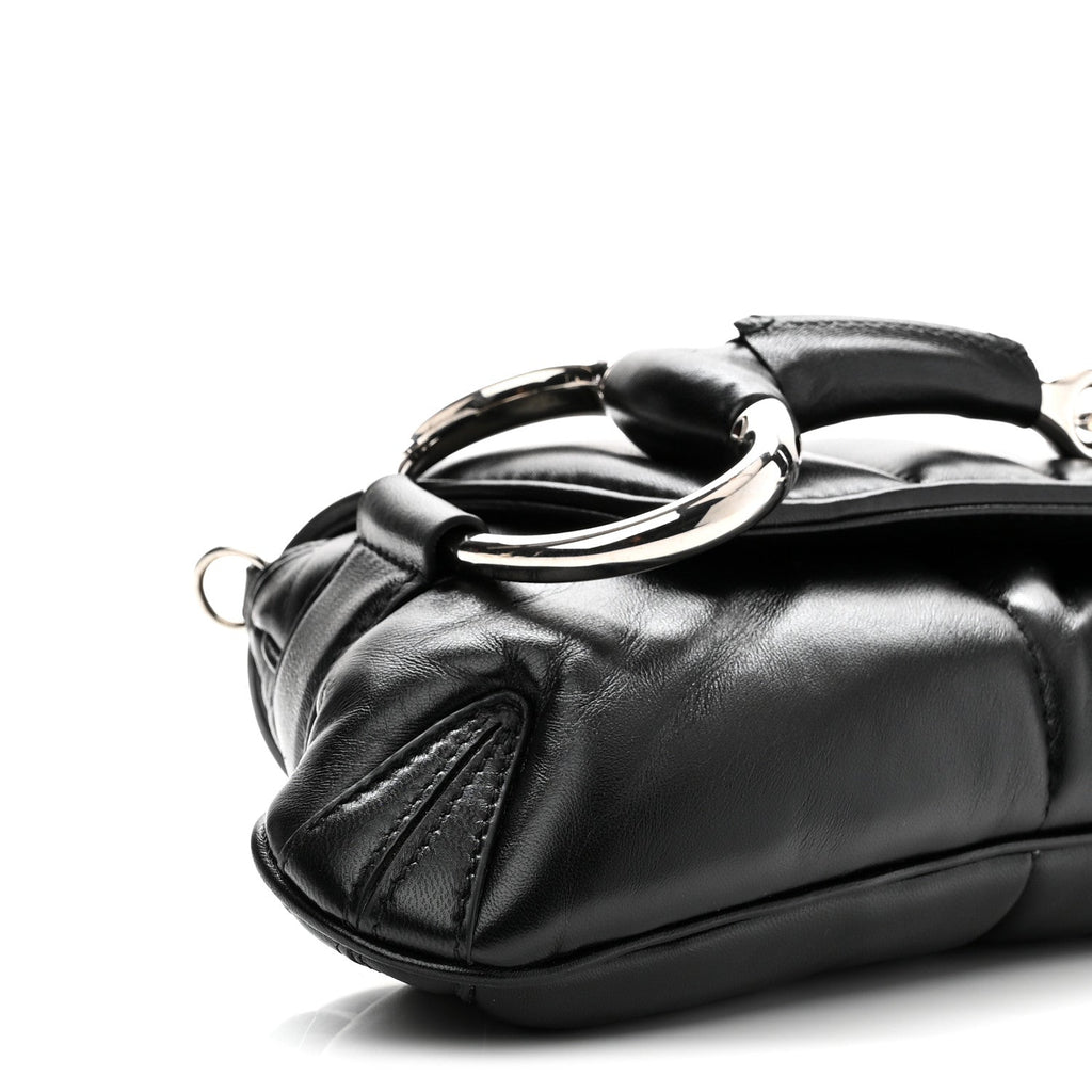 Nappa Vertical Matelasse Medium Maxi Horsebit Chain Shoulder Bag Black