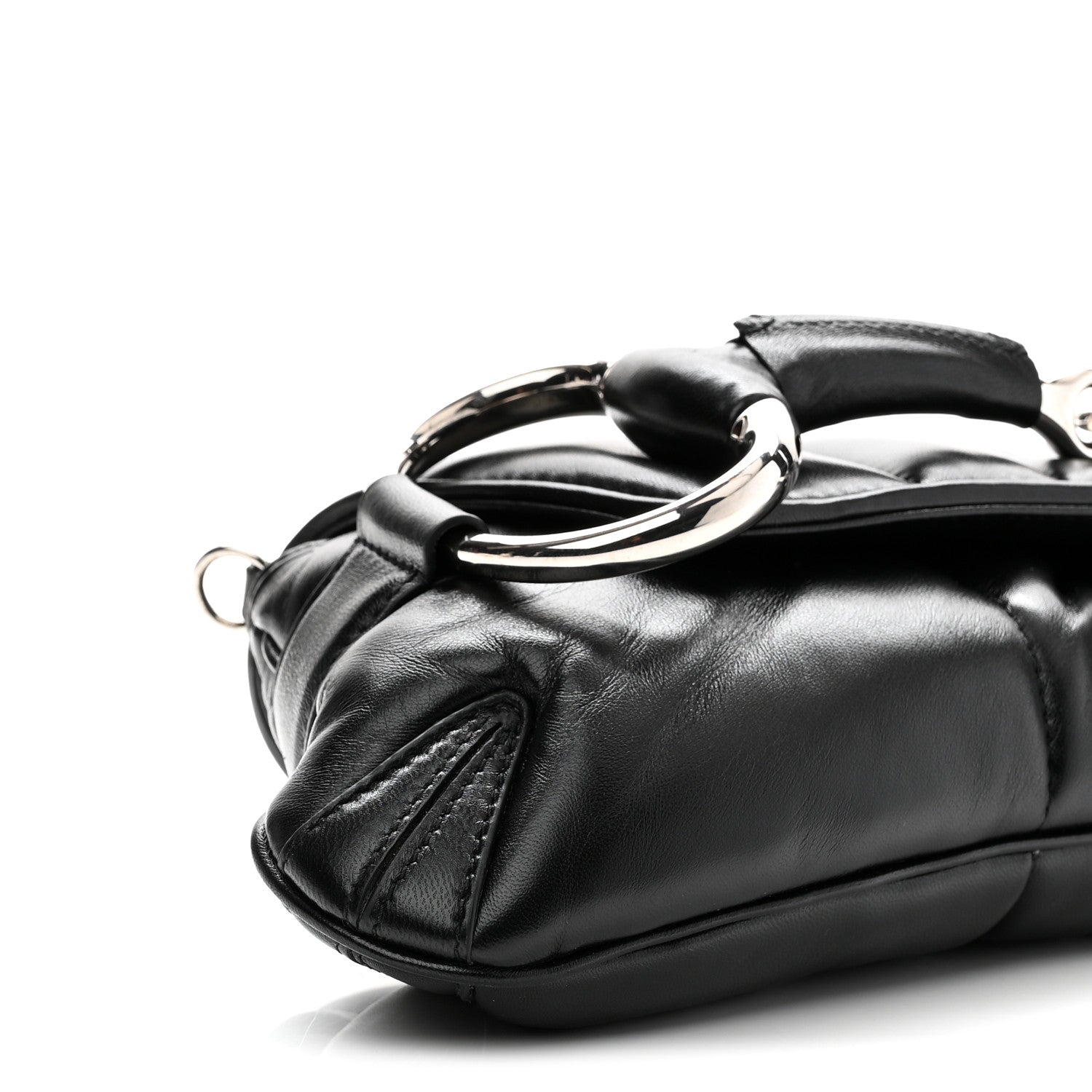 Nappa Vertical Matelasse Medium Maxi Horsebit Chain Shoulder Bag Black