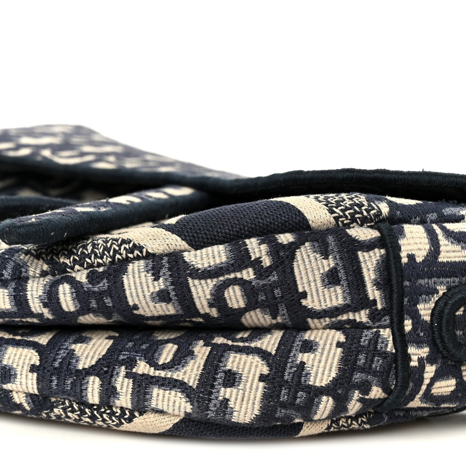 Oblique Embroidered Saddle Bag Blue