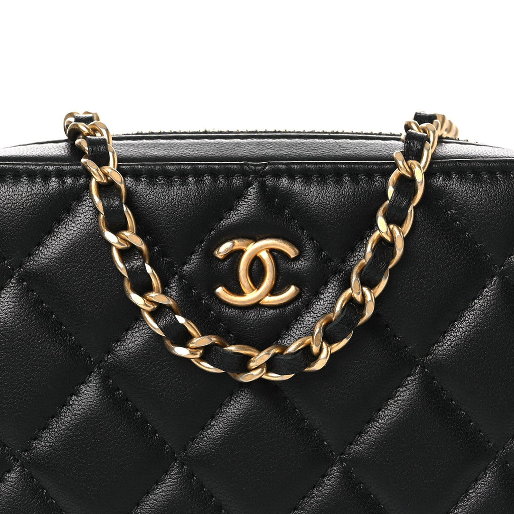 Lambskin Quilted CC Pearl Crush Camera Case Black