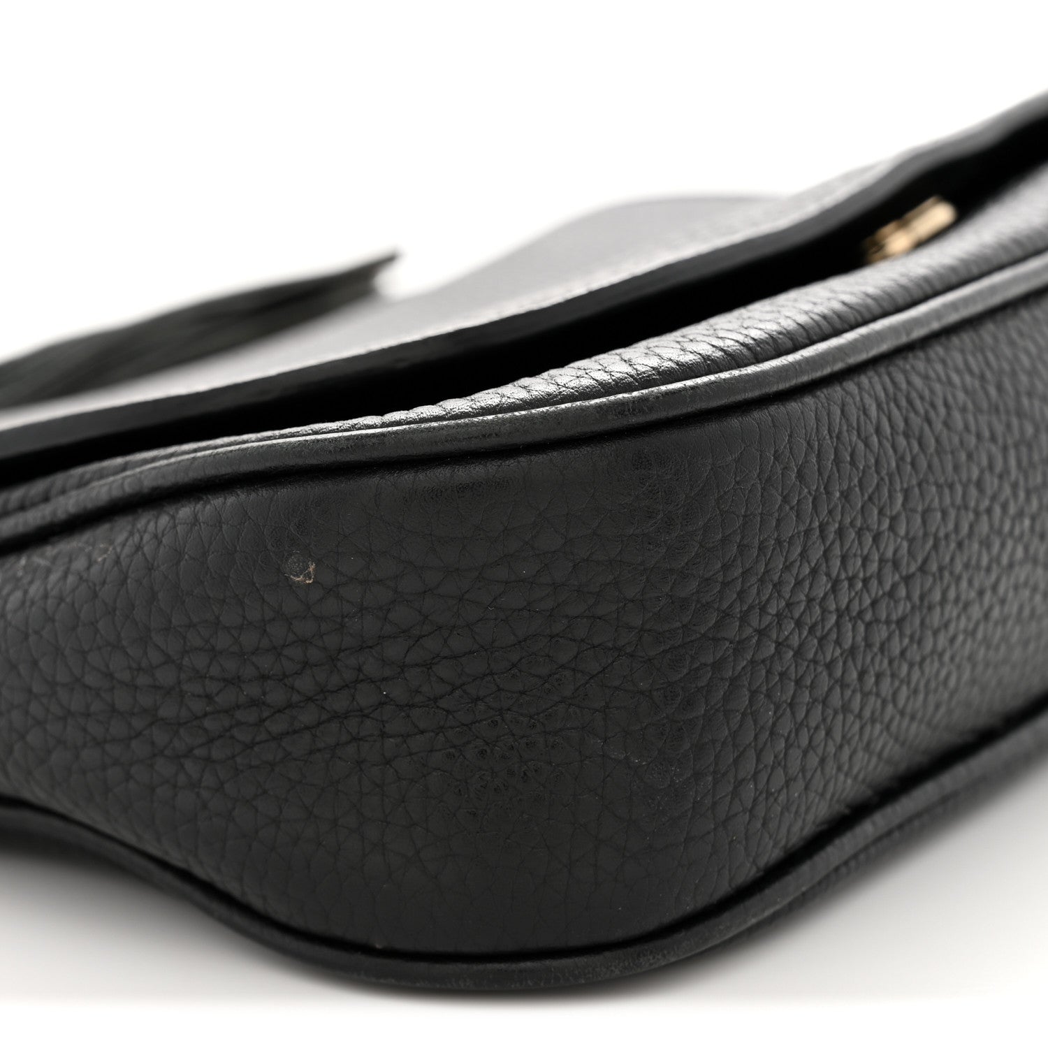 Pebbled Calfskin Medium Soho Flap Crossbody Black