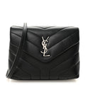 Calfskin Y Quilted Monogram Toy Loulou Crossbody Bag Black