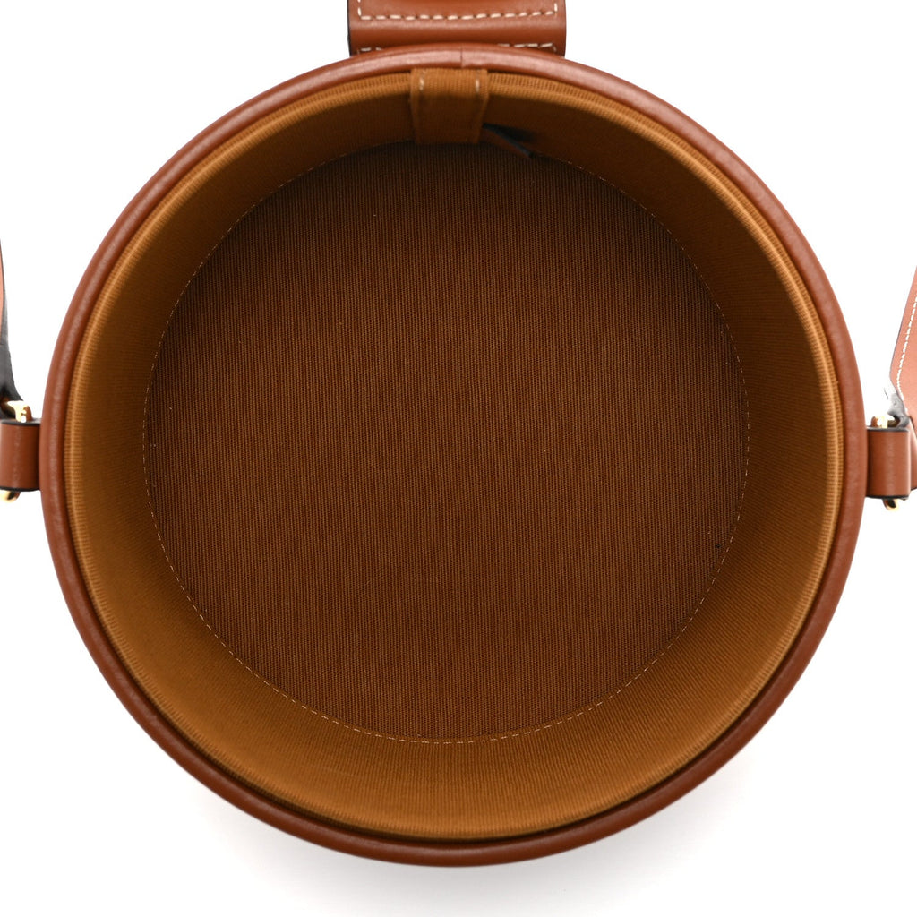 Calfskin Triomphe Canvas Medium Tambour Bag Tan