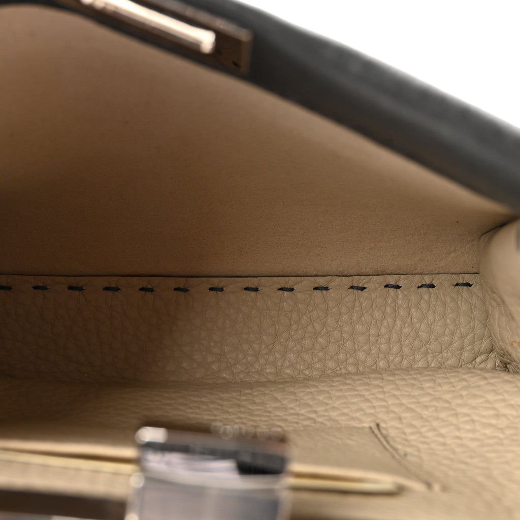 Cuoio Romano Selleria Bi-Color Mini Peekaboo Iconic Satchel Asfalto Latte