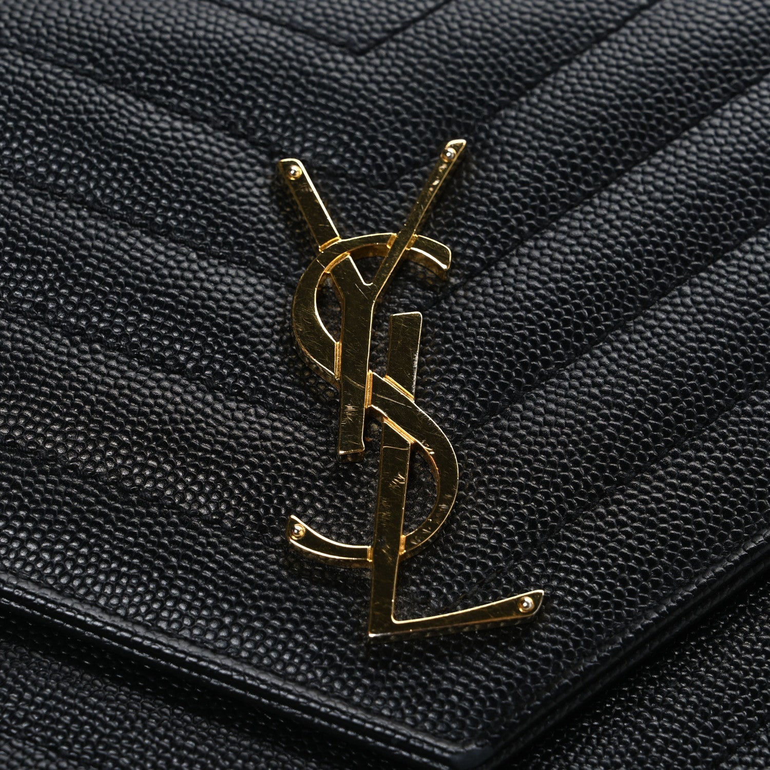 Grain De Poudre Matelasse Chevron Monogram Chain Wallet Black