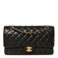 Caviar Quilted Medium Double Flap Black