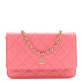 Caviar Quilted Wallet on Chain WOC Pink
