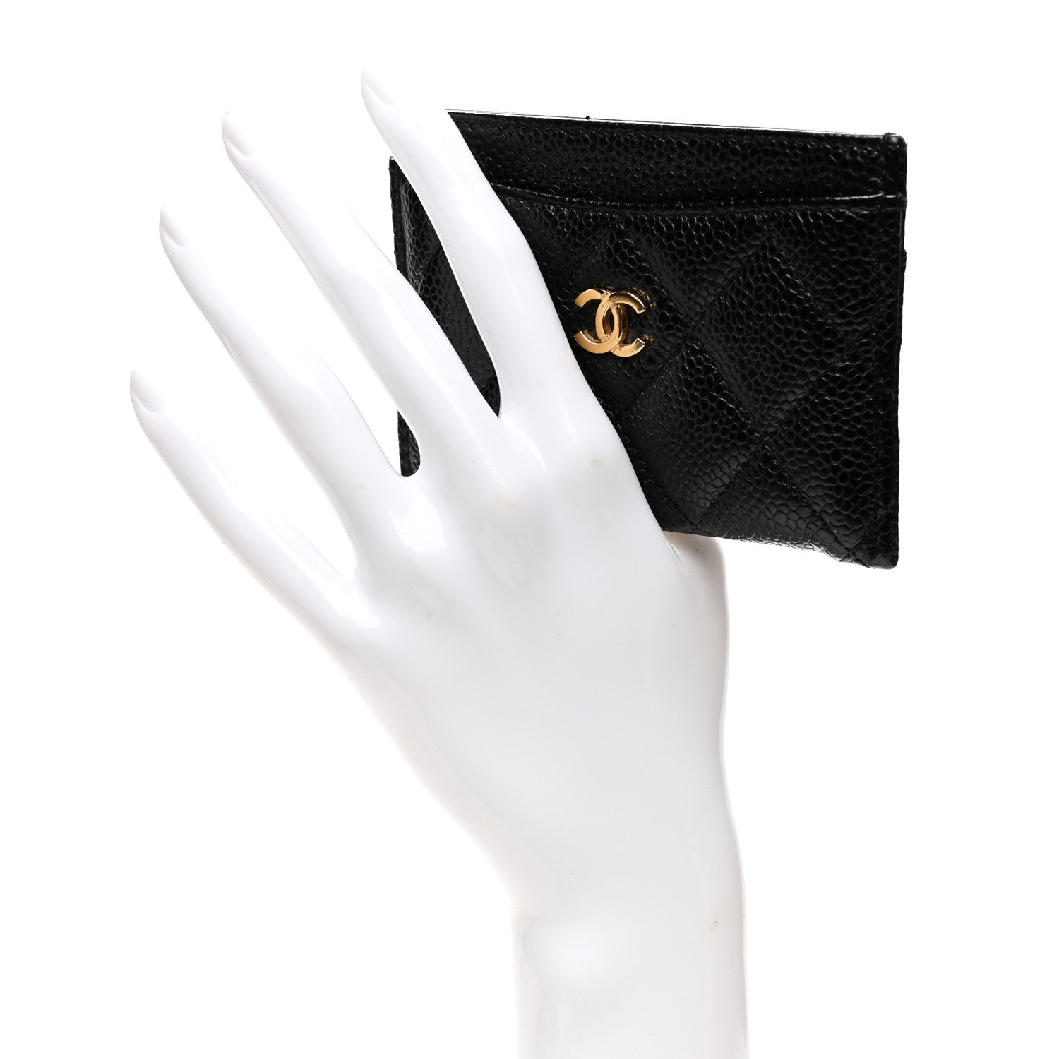 Caviar Quilted Card Holder Black