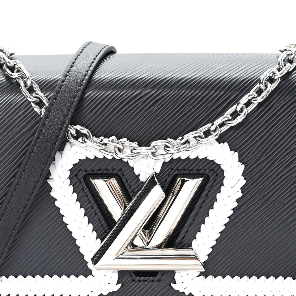 Epi Whipstitch Heart Twist Shoulder Bag MM Black