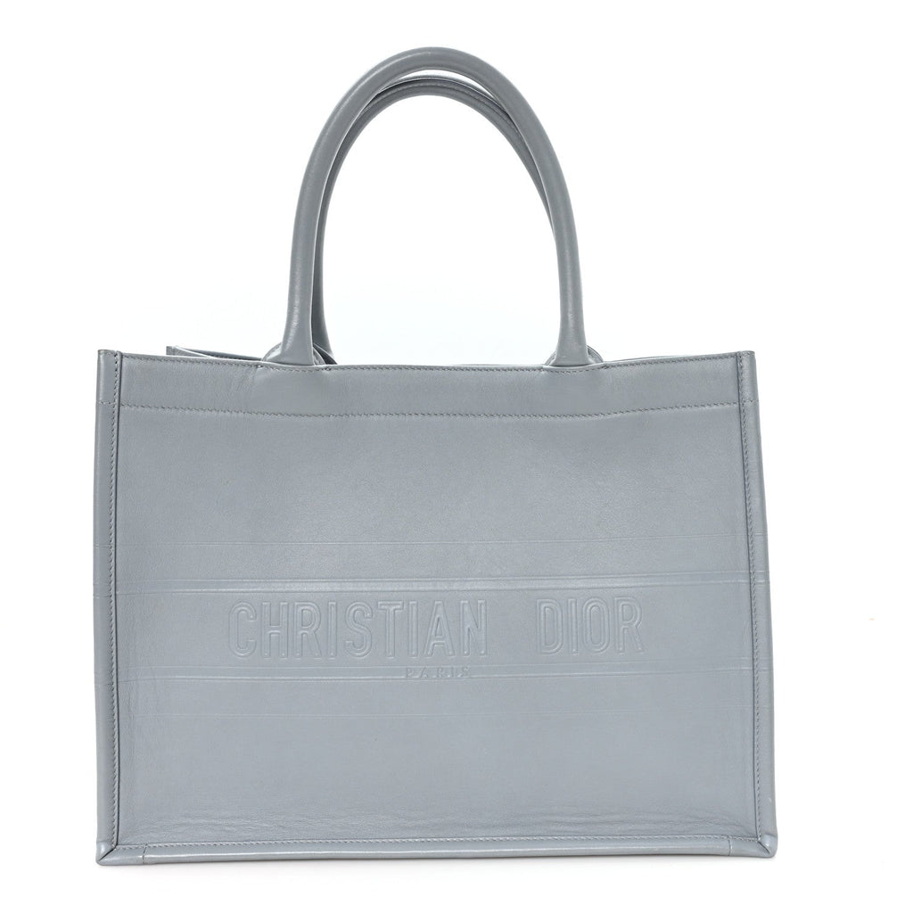 Calfskin Embossed Medium Book Tote Grey