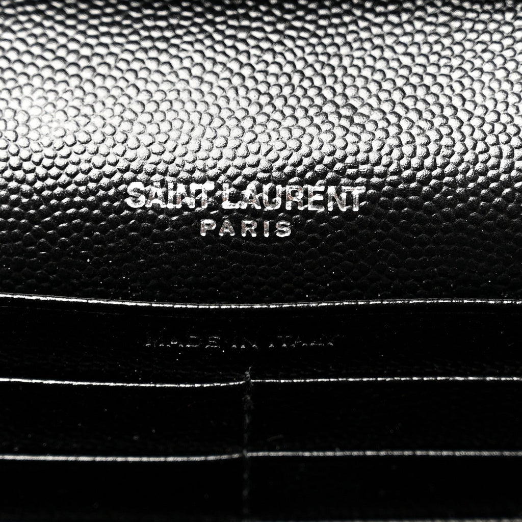 Grain De Poudre Matelasse Chevron Monogram Chain Wallet Black