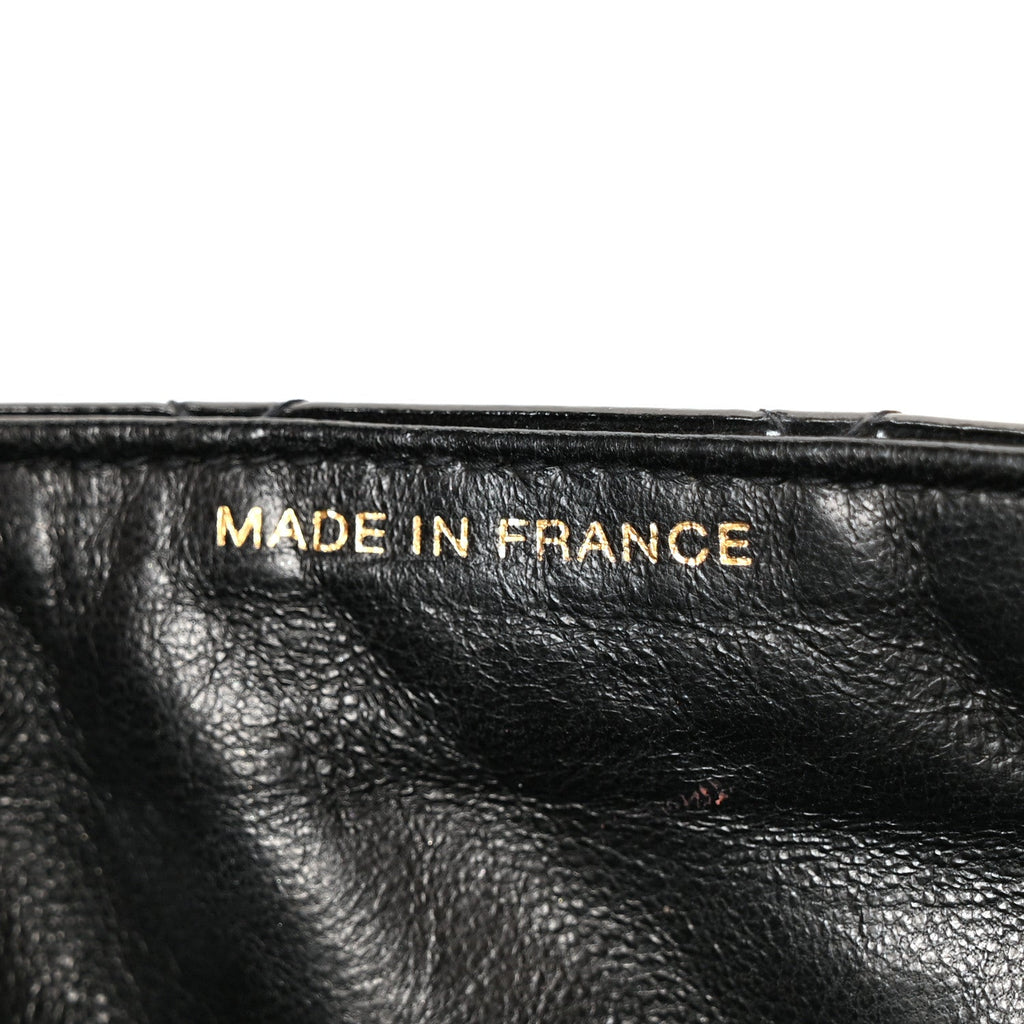 Patent Quilted Double Sided Shoulder Flap Bag Black