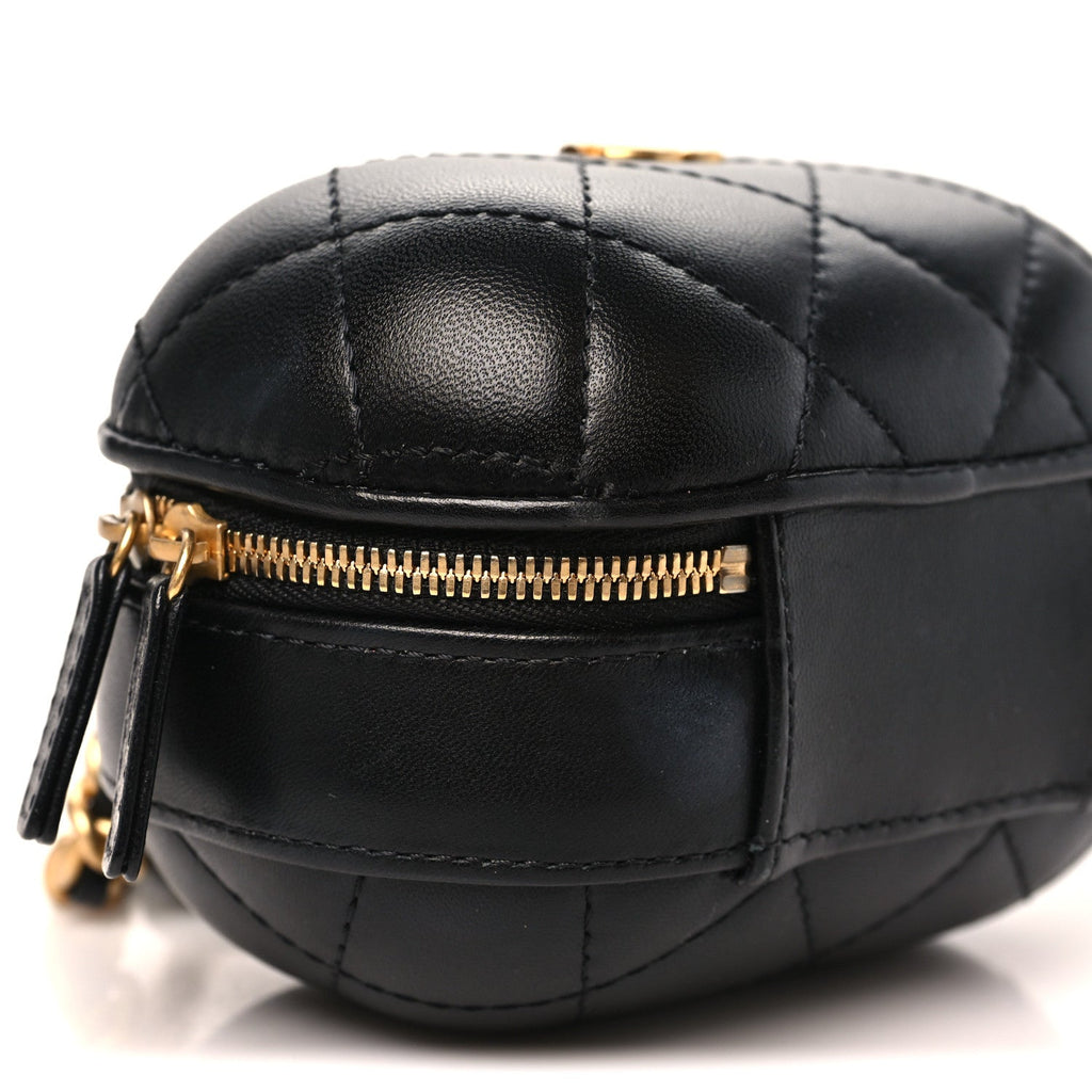 Lambskin Quilted CC Bubble Vanity Case With Chain Black