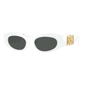 Versace Sunglasses Oval Full Rim, White Frame and Dark Grey Lens VE4480U314/87