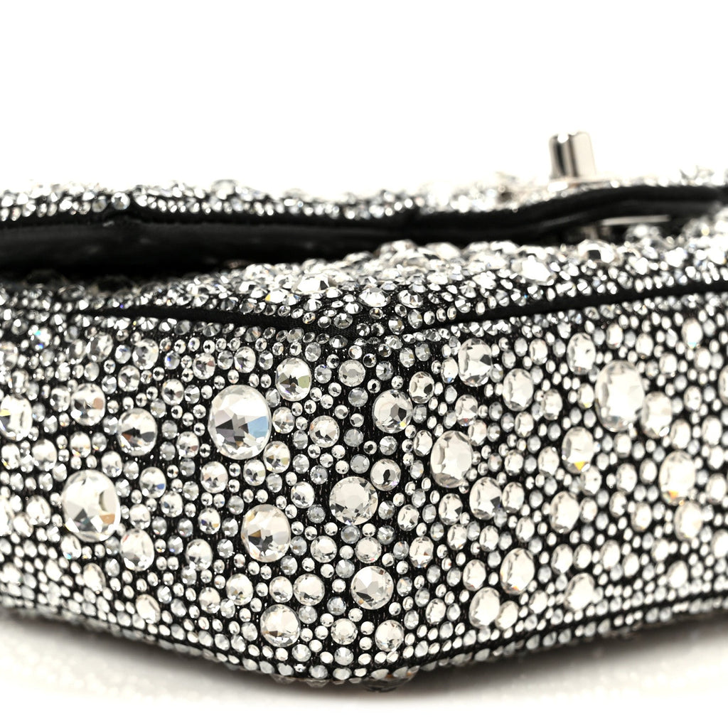 Satin Strass Mini Flap Silvery Black