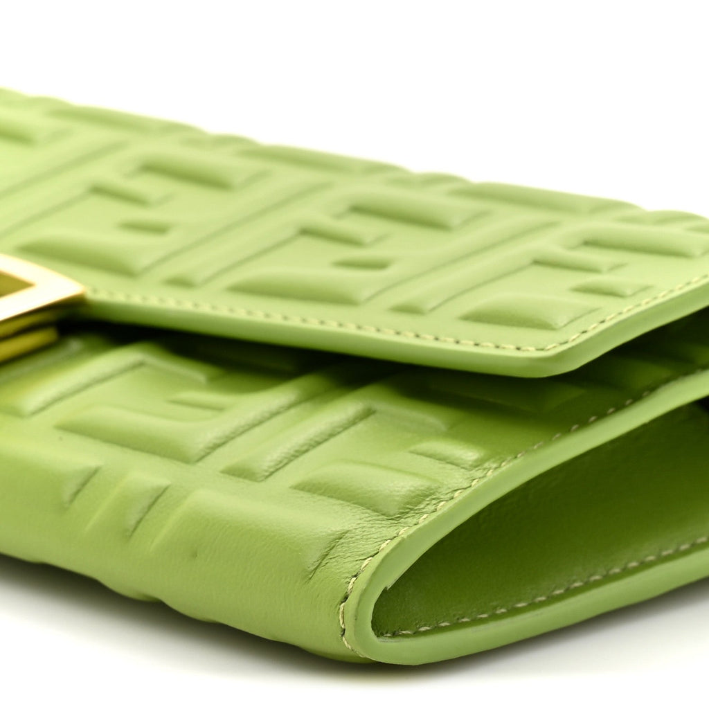 Nappa Matisse FF Embossed Baguette Continental Wallet With Chain Rain Forest