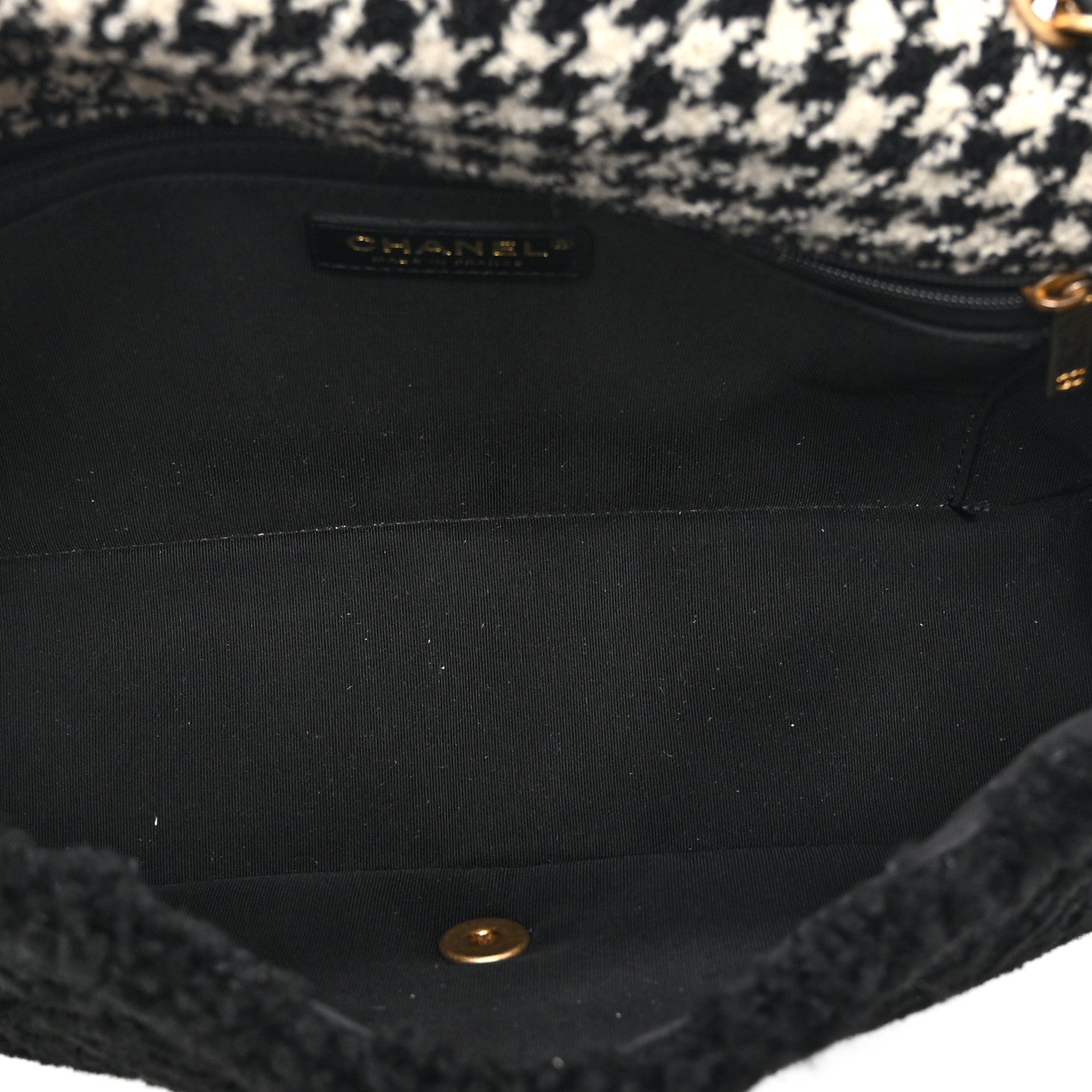 Shearling Tweed Jumbo Single Flap Black White