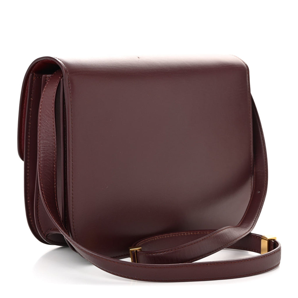 Box Calfskin Medium Classic Box Flap Bag Burgundy Burgundy