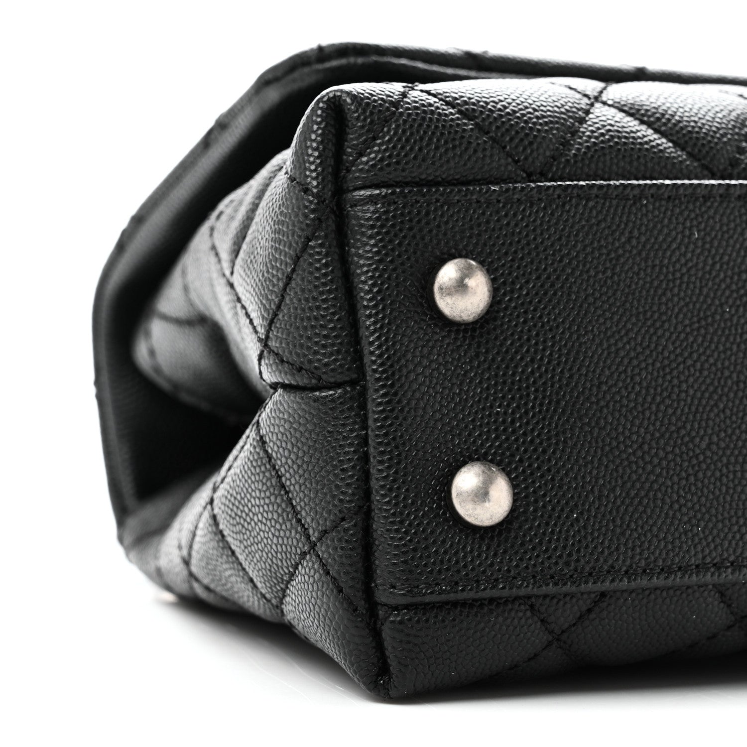 Caviar Lizard Embossed Quilted Mini Coco Handle Flap Black