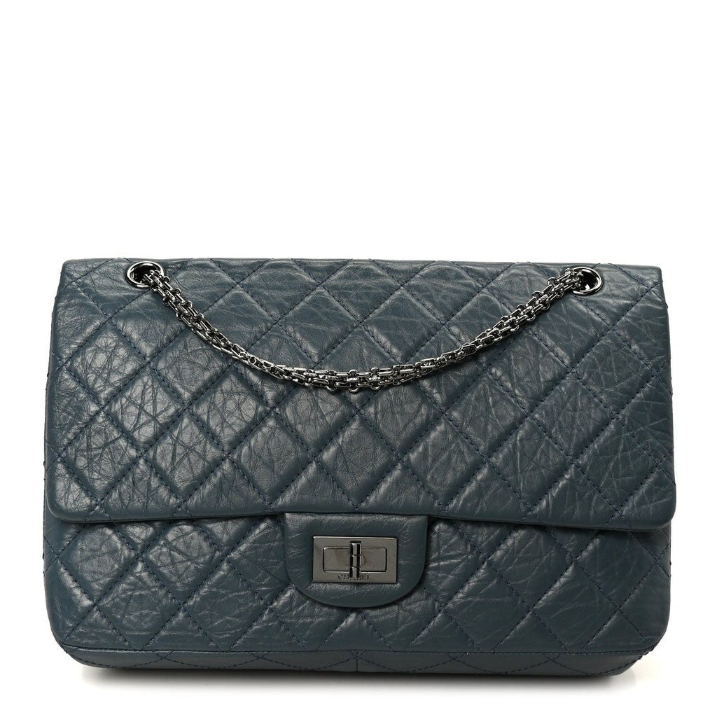 Aged Calfskin Quilted 2.55 Reissue 226 Flap Dark Blue