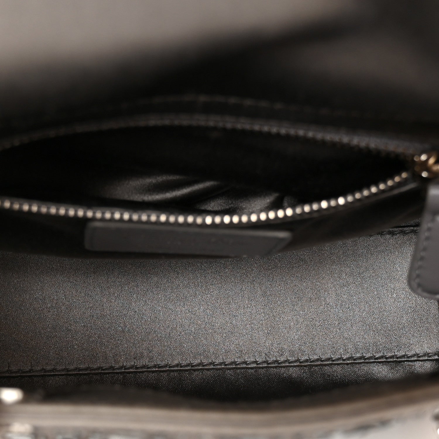 Satin Crystal Cannage Mini Lady Dior Gray