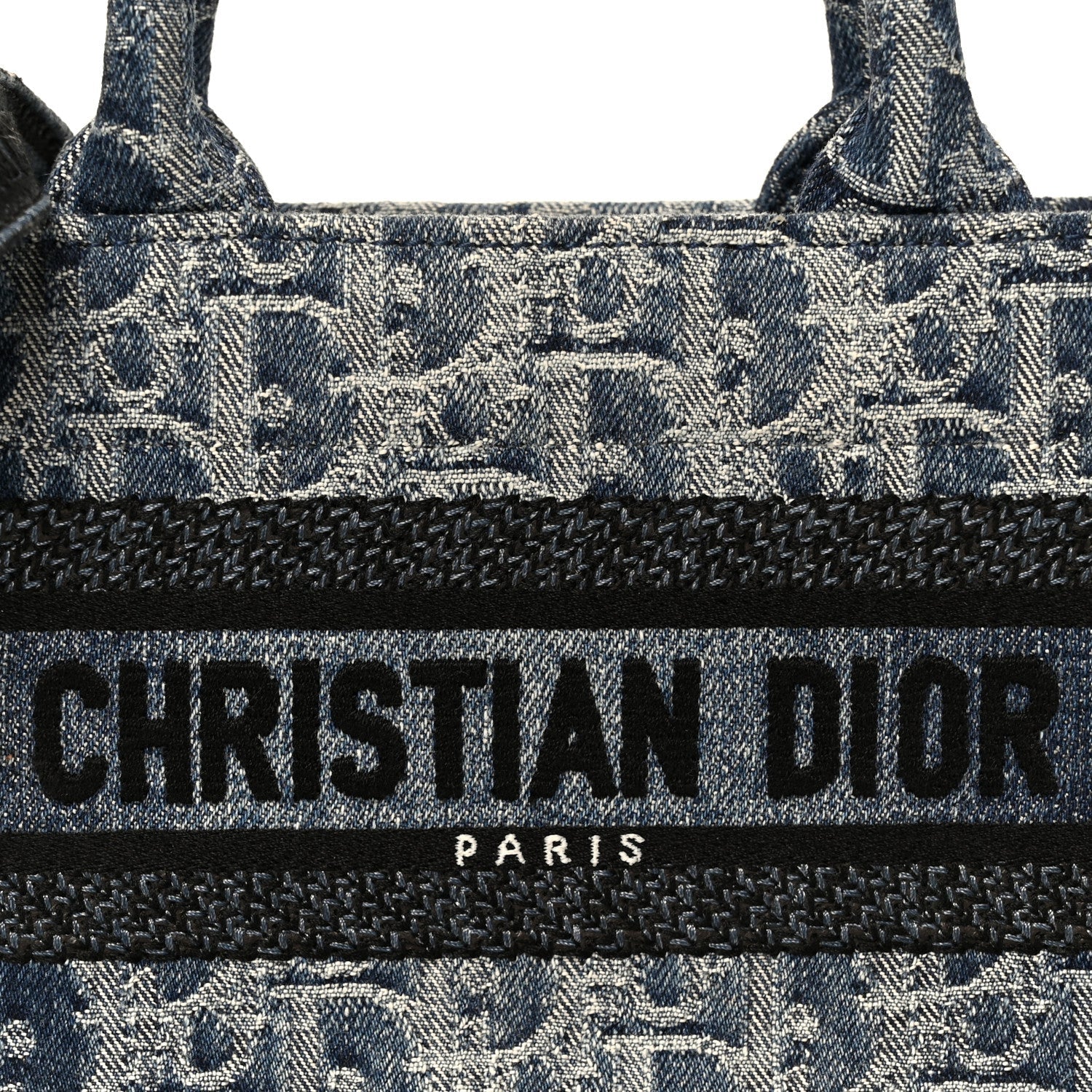 Denim Oblique Mini Book Tote With Strap Blue