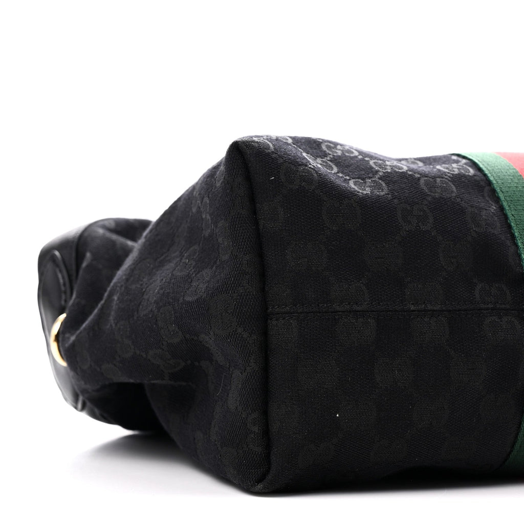 Denim GG Monogram Web Small Giglio Tote Black