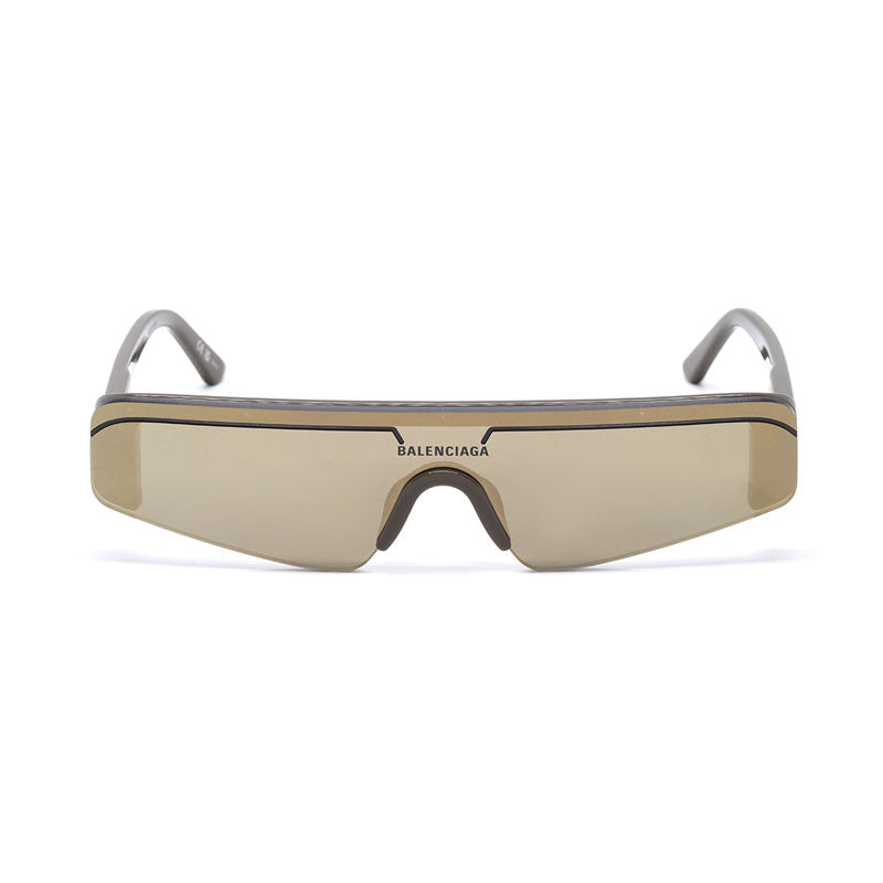 Balenciaga Sunglasses Rectangle Semi Rim, Brown Frame and Bronze Mirror Lens BB0003S012