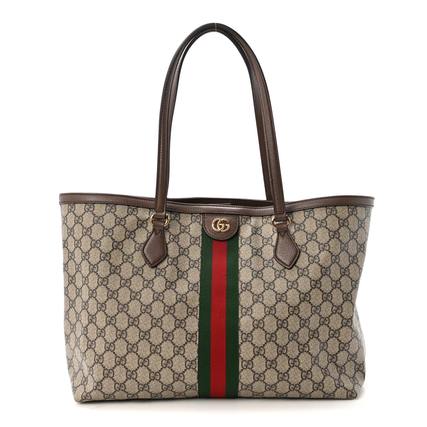 GG Supreme Monogram Medium Ophidia Shopping Tote Brown
