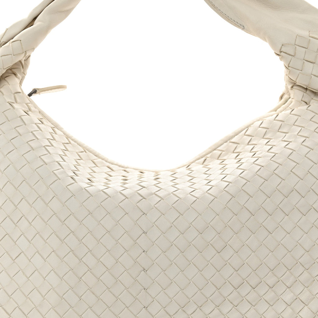 Nappa Intrecciato Large Belly Veneta Hobo White