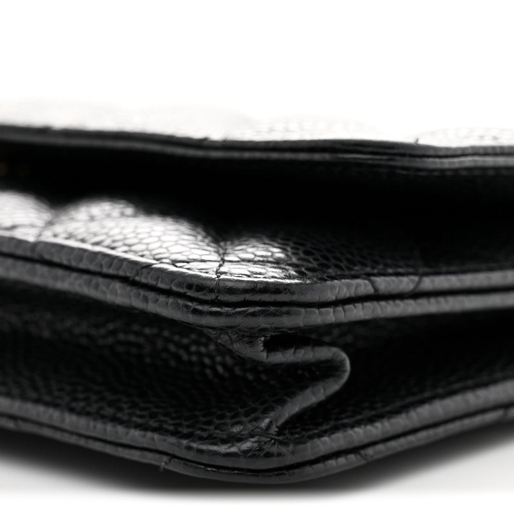 Caviar Quilted Wallet on Chain WOC Black