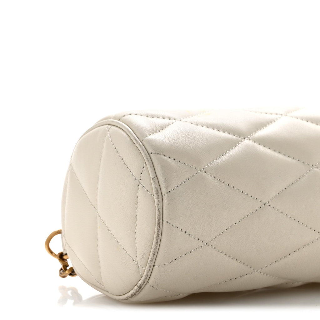Lambskin Monogram Mini Sade Tube Bag Crema Soft