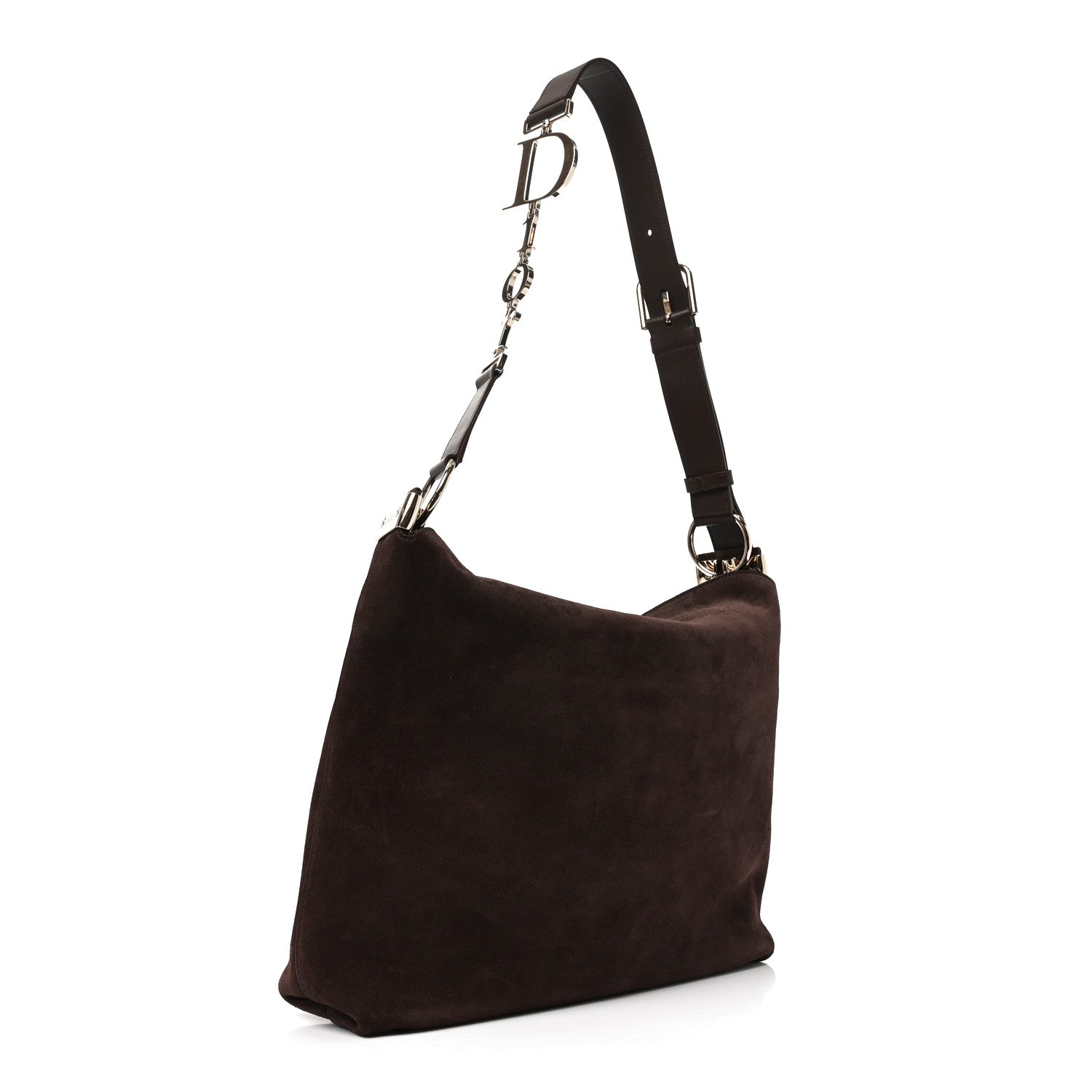 Grained Calfskin Medium Medaillon Bucket Bag Khaki Chocolate