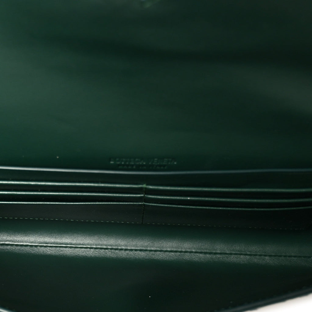 Nappa Intrecciato Long Andiamo Top Handle Clutch Emerald Green