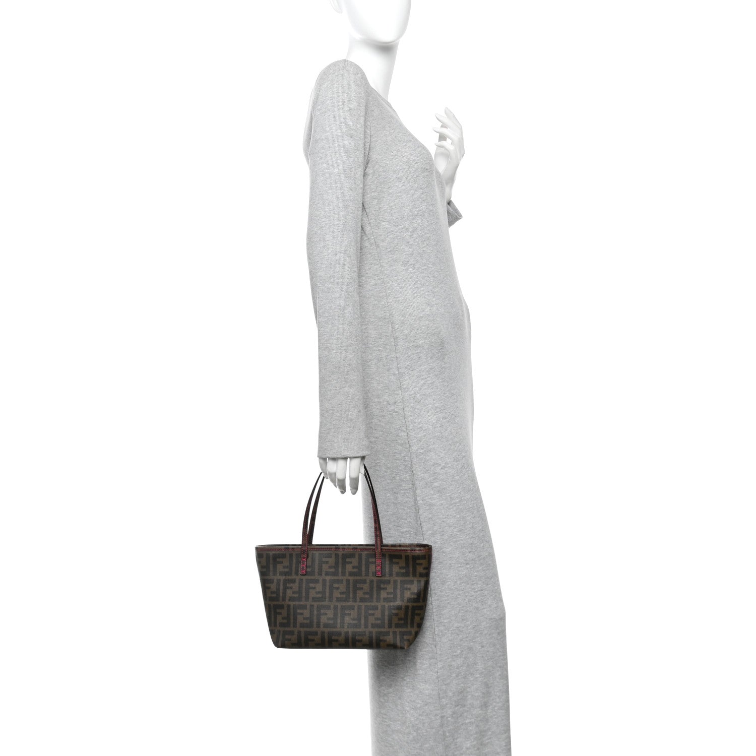 Zucca Spalmati Vitello FF Mini Roll Tote Tobacco Pink