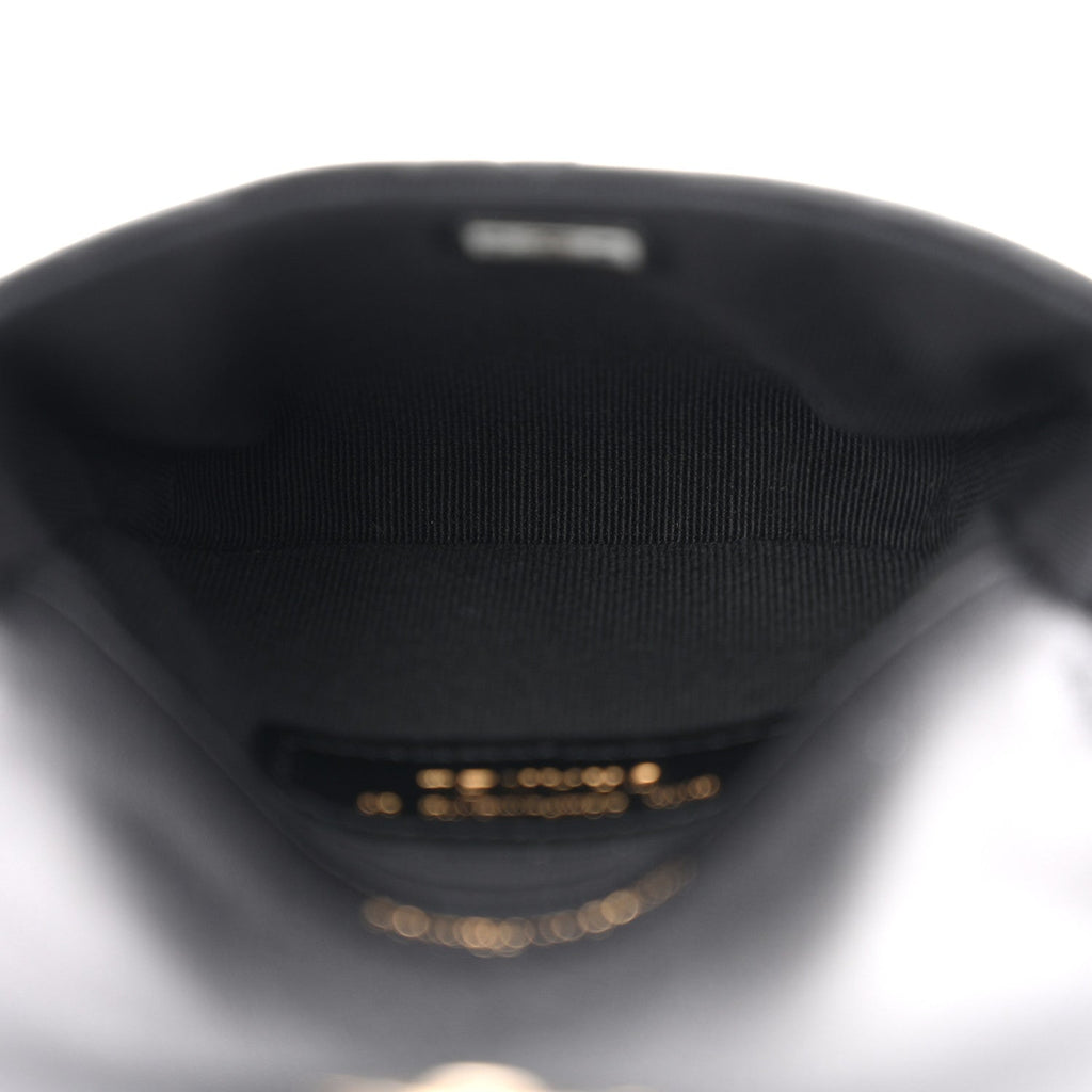 Lambskin Quilted Pearl Top Handle Clutch With Chain Black