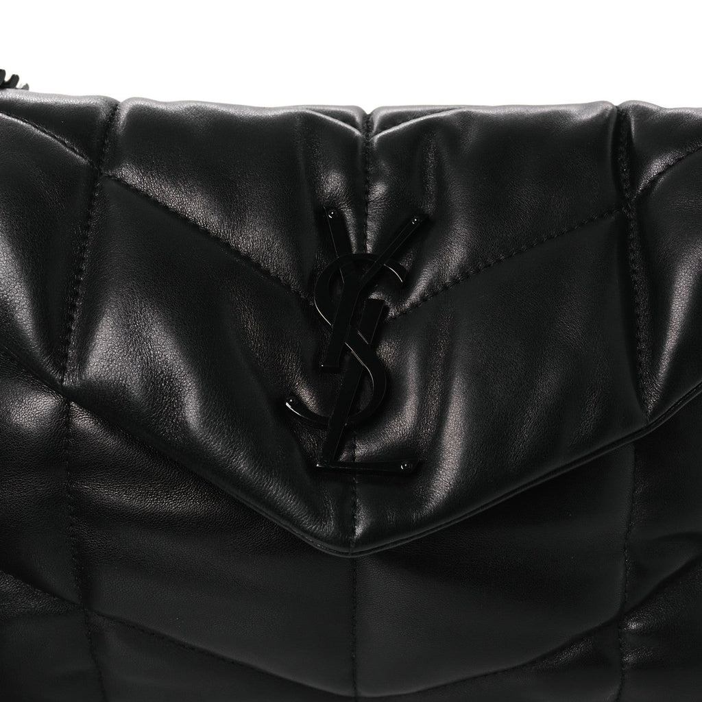 Lambskin Quilted Toy Loulou Puffer Monogram Monochrome Chain Satchel Black