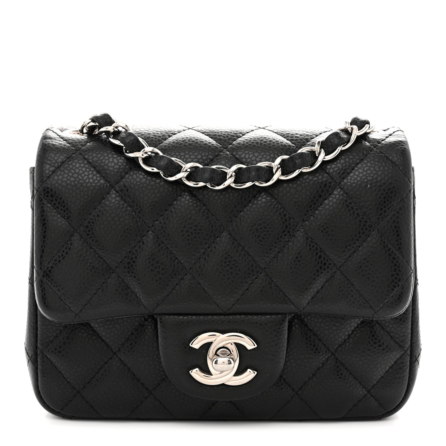 Caviar Quilted Mini Square Flap Black