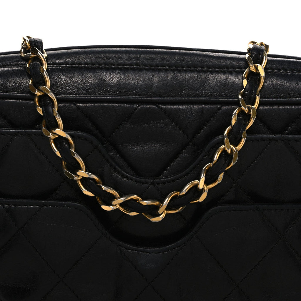 Lambskin Quilted CC Tassel Camera Case Black