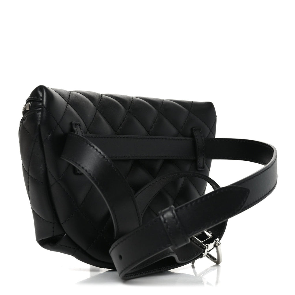 Calfskin Quilted Waist Belt Bag Black