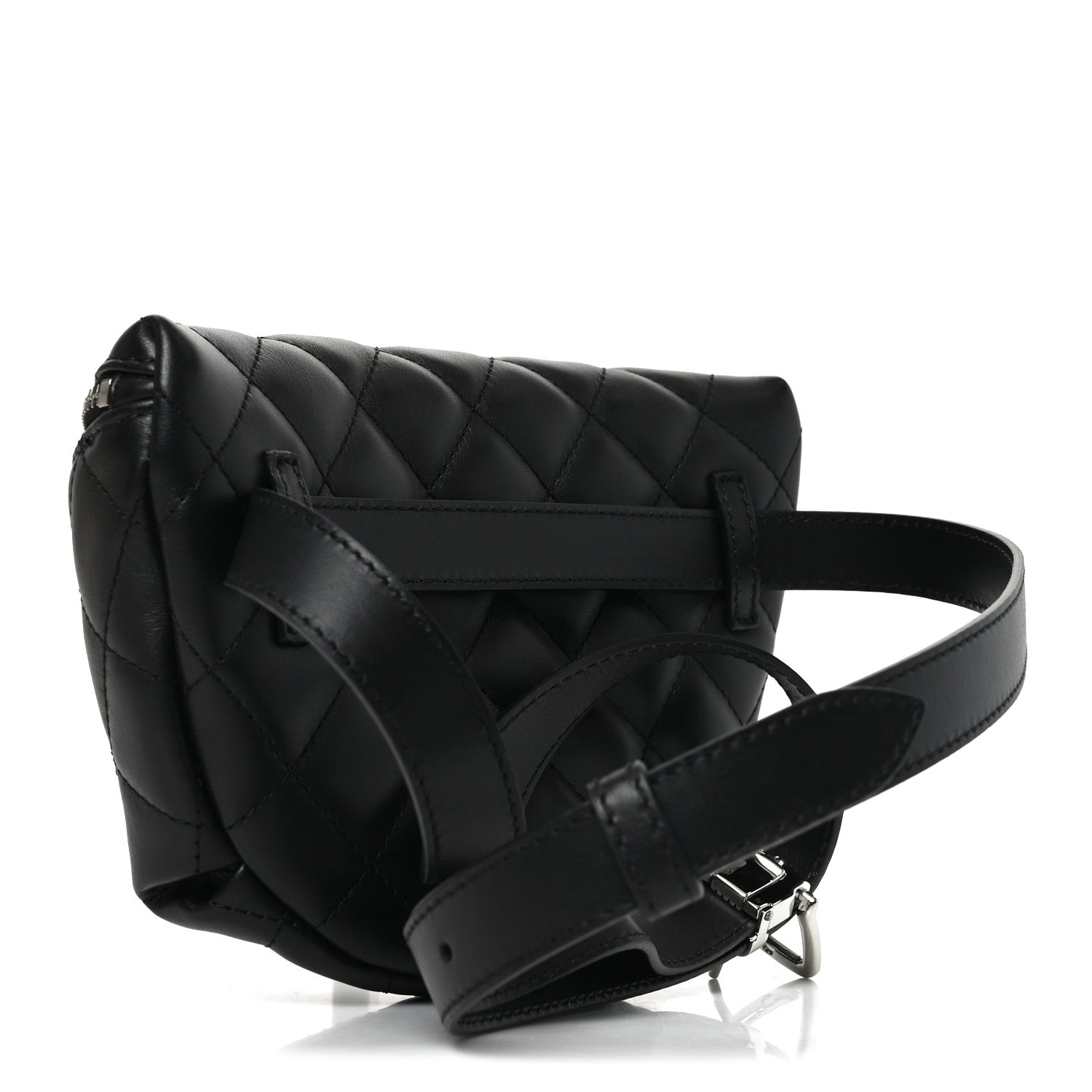Calfskin Quilted Waist Belt Bag Black