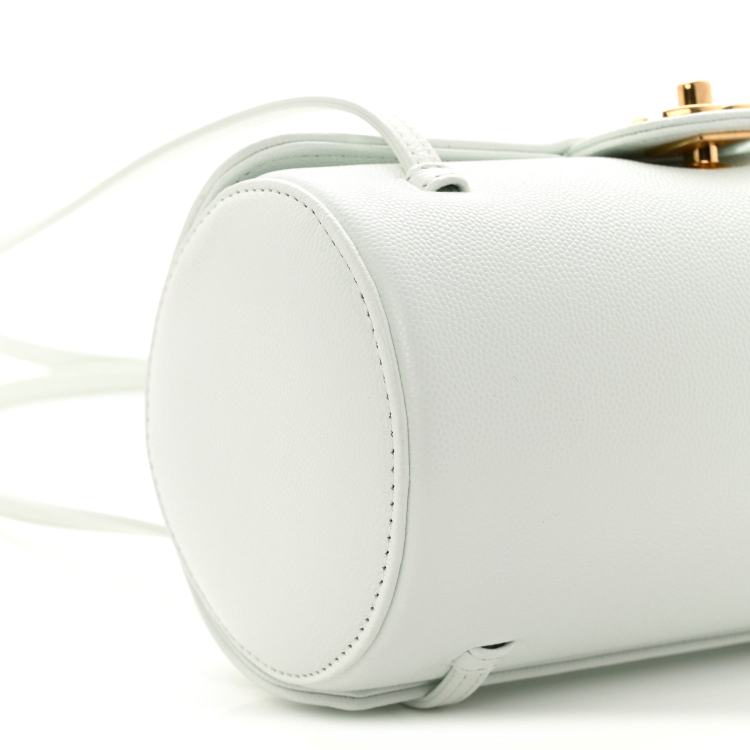 Shiny Caviar Preppy Coco Small Bowling Bag Light Blue